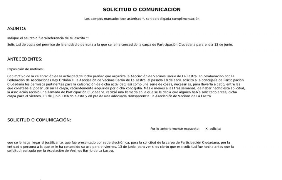 El Ayuntamiento dice que no facilita una carpa para una fiesta de La Lastra porque “primero tenemos que comprobar cómo se monta”